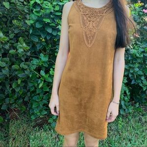 American Rag Crochet-Trim Faux Suede Sheath Dress